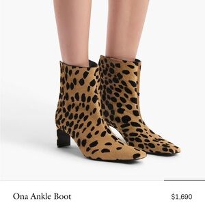 KHAITE Leopard-Print Ona Ankle Boots - Tan & Black